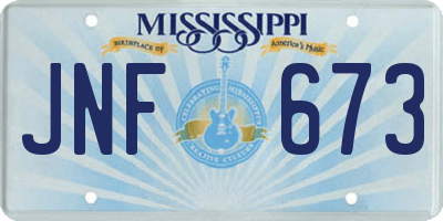 MS license plate JNF673