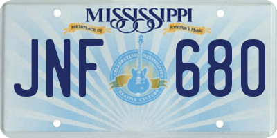 MS license plate JNF680
