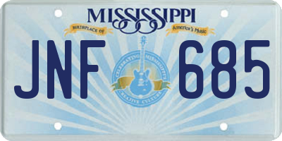 MS license plate JNF685
