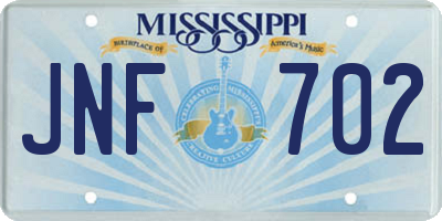 MS license plate JNF702