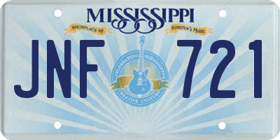 MS license plate JNF721