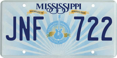 MS license plate JNF722