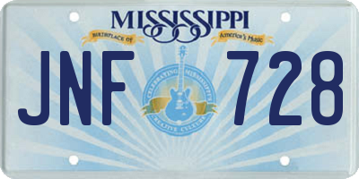 MS license plate JNF728