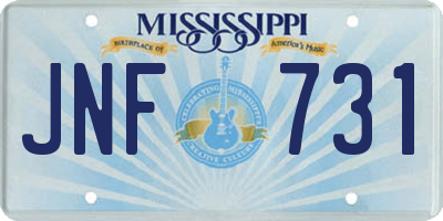 MS license plate JNF731