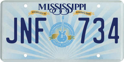 MS license plate JNF734