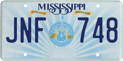 MS license plate JNF748