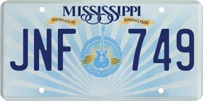 MS license plate JNF749