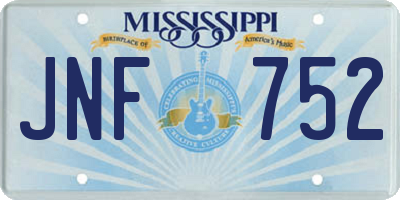 MS license plate JNF752