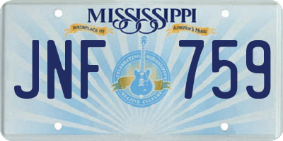 MS license plate JNF759
