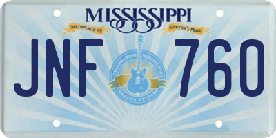 MS license plate JNF760