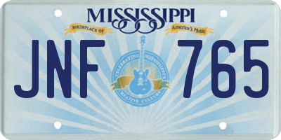 MS license plate JNF765