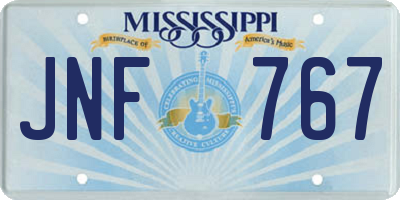 MS license plate JNF767