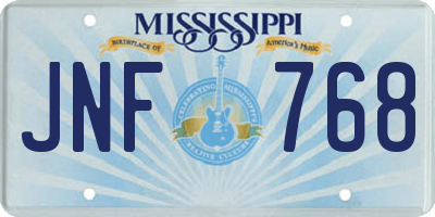 MS license plate JNF768