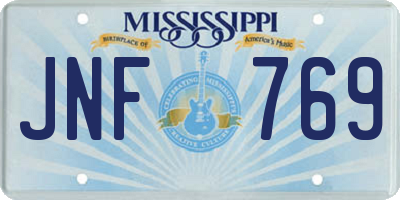 MS license plate JNF769