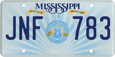 MS license plate JNF783