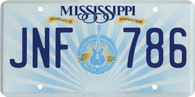 MS license plate JNF786