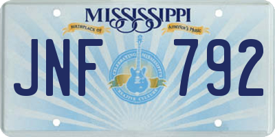 MS license plate JNF792