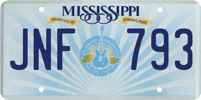 MS license plate JNF793