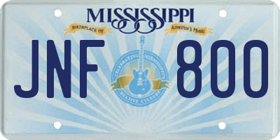 MS license plate JNF800