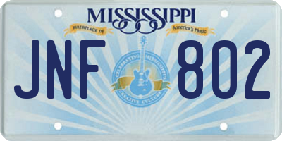 MS license plate JNF802