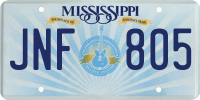 MS license plate JNF805