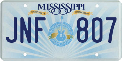 MS license plate JNF807