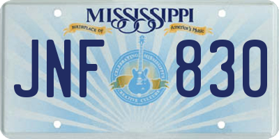 MS license plate JNF830