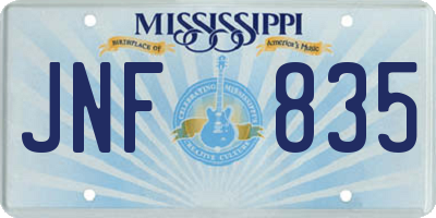 MS license plate JNF835