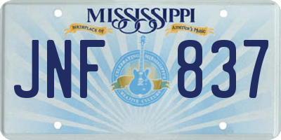 MS license plate JNF837