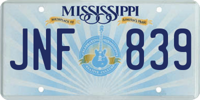 MS license plate JNF839