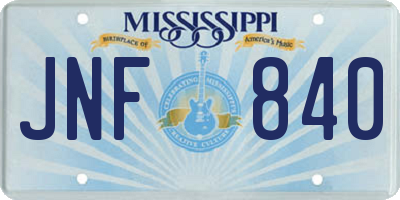 MS license plate JNF840