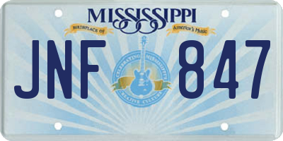MS license plate JNF847