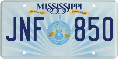 MS license plate JNF850