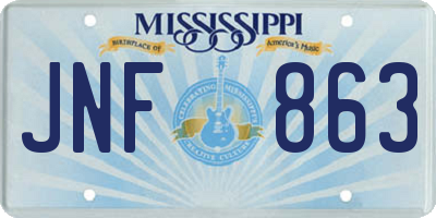MS license plate JNF863