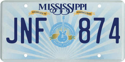 MS license plate JNF874