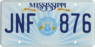 MS license plate JNF876
