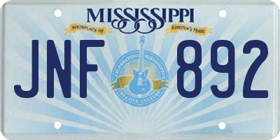 MS license plate JNF892