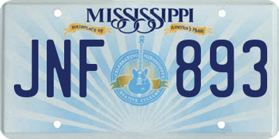 MS license plate JNF893