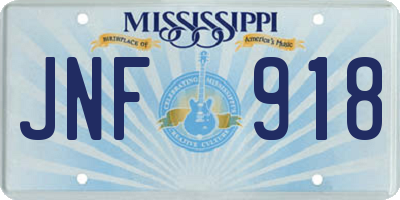 MS license plate JNF918
