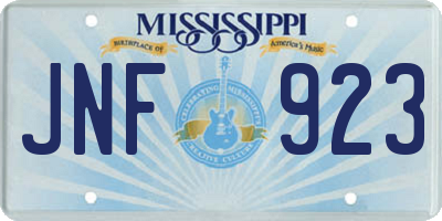MS license plate JNF923