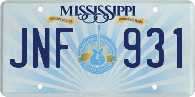 MS license plate JNF931