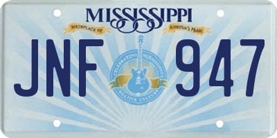 MS license plate JNF947