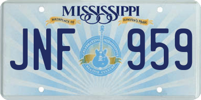 MS license plate JNF959