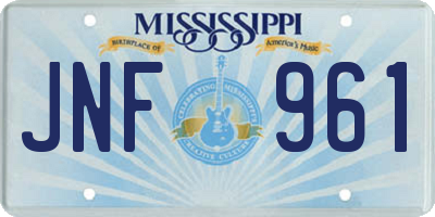 MS license plate JNF961