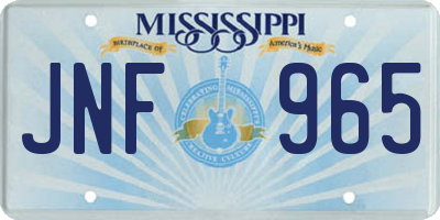 MS license plate JNF965