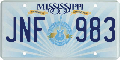 MS license plate JNF983