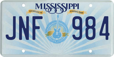 MS license plate JNF984