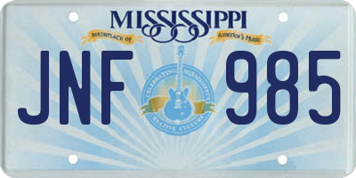 MS license plate JNF985
