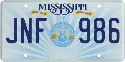 MS license plate JNF986