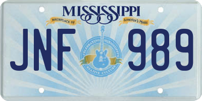 MS license plate JNF989